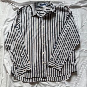 Tommy Bahama XXL Striped Blue and White Men's Shirt